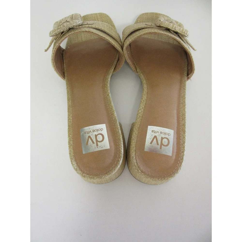 DOLCE VITA Nayte Raffia 10 Slip On Slide Comfort Casual Summer Sandals